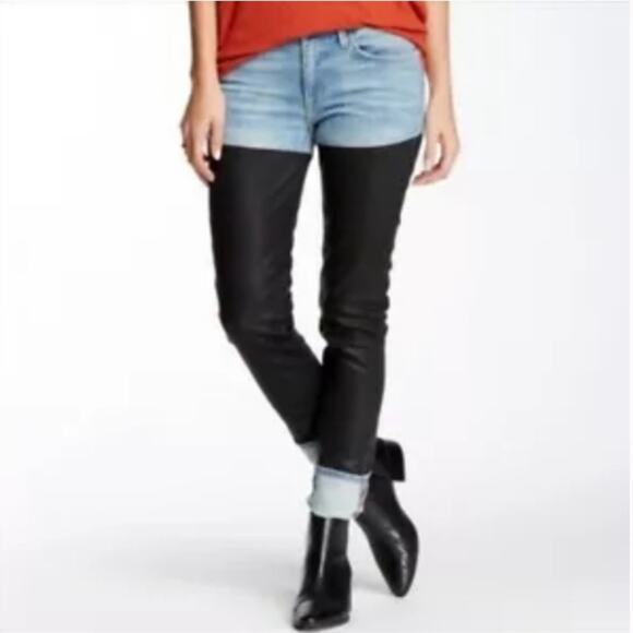 NWT Wildfox The Marianne Mid-Rise Skinny Poetry Contrast Dipped Jeans Size 26 - Picture 1 of 14